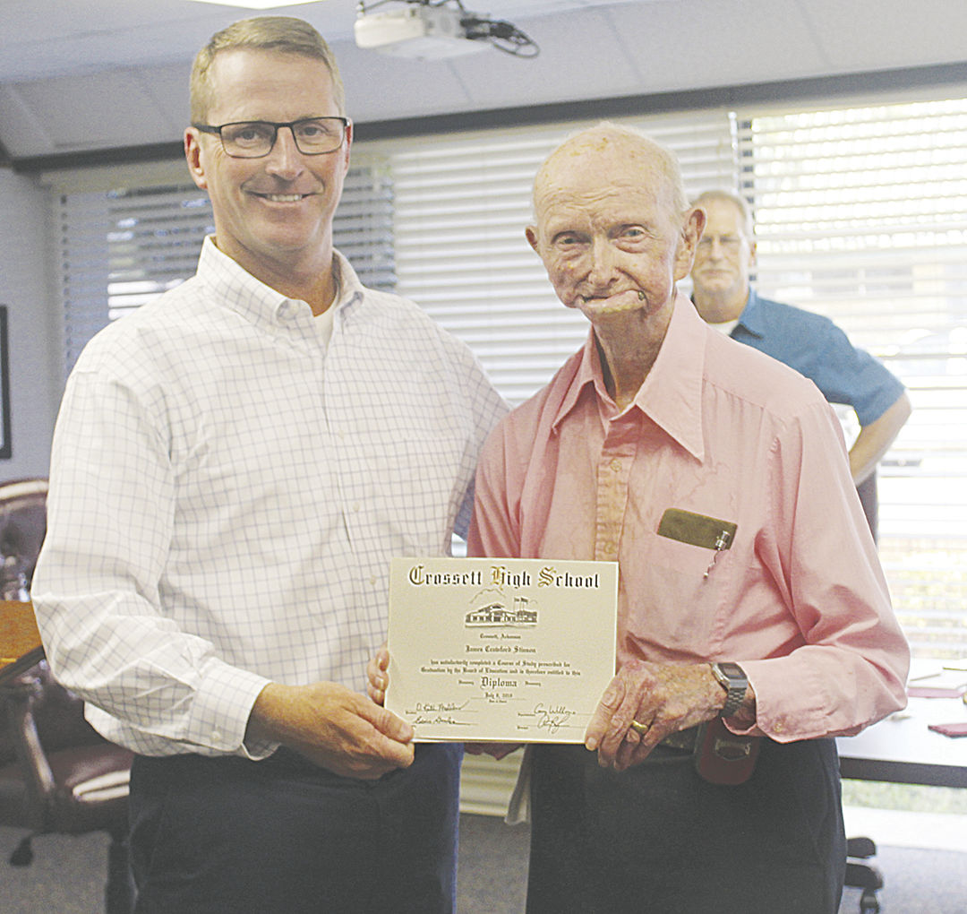 Stinson presented with honorary diploma from Crossett Schools
